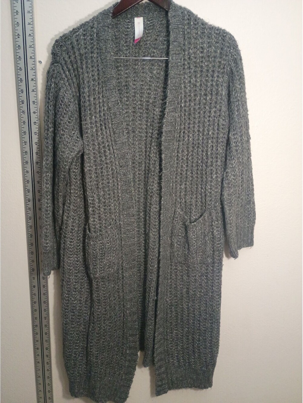 No Boundaries Women's Gray Long Chunky Knit Cardigan Sweater XL